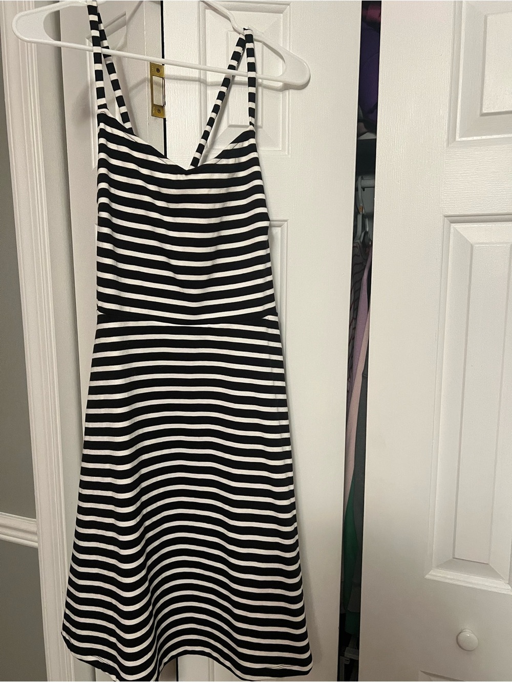 Old Navy Black and White Striped Mini Dress